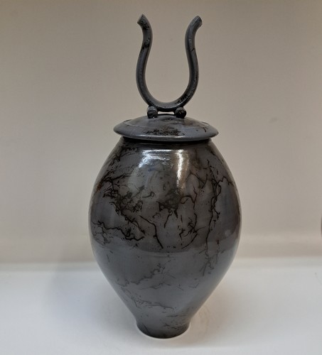 BS-053 Vessel,  Lidded - Horsehair 9 x6 $180 at Hunter Wolff Gallery